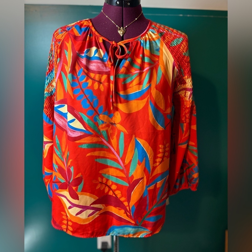 Spense Red Multicolor Floral Blouse